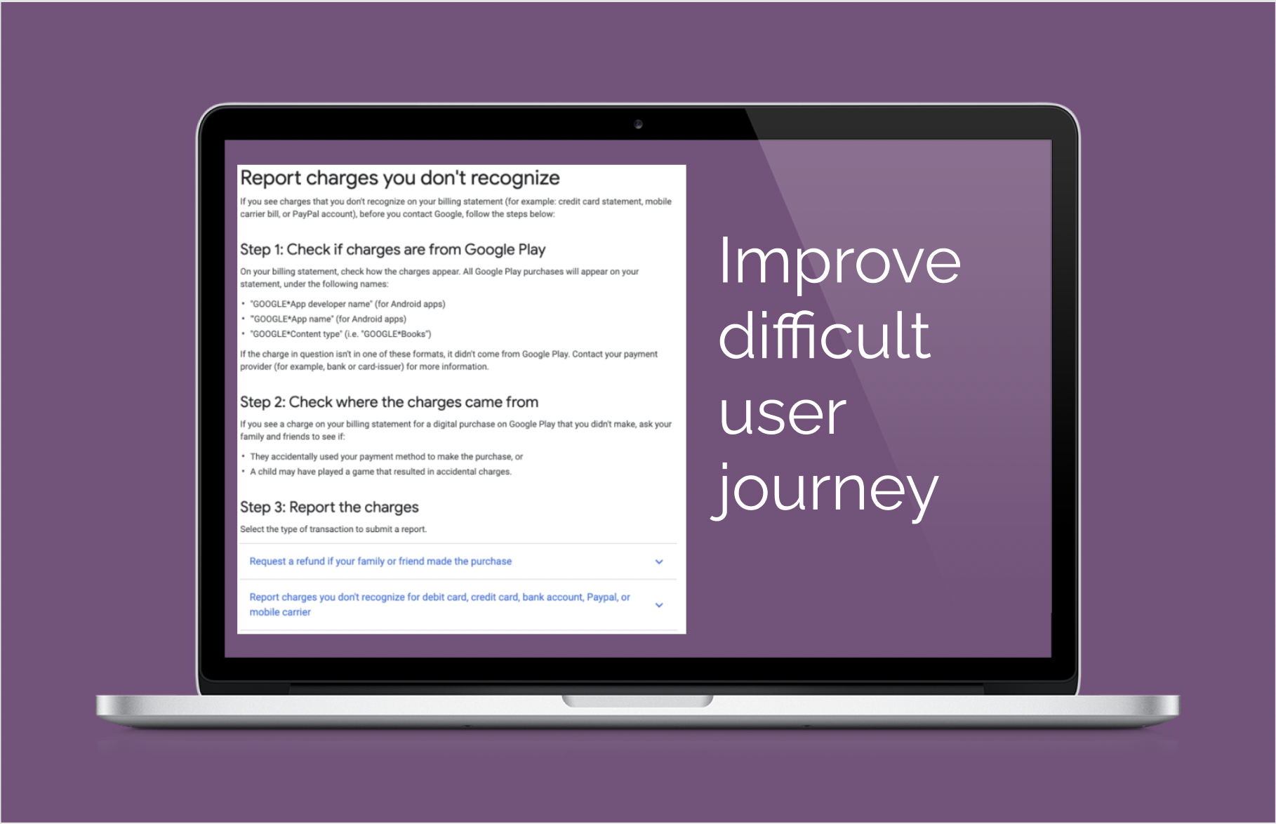 Improve user journey for unauthorized charges